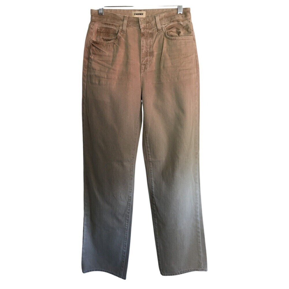 L'Agence Jeans Women's Size 25 Beige Straight Leg 100% Cotton